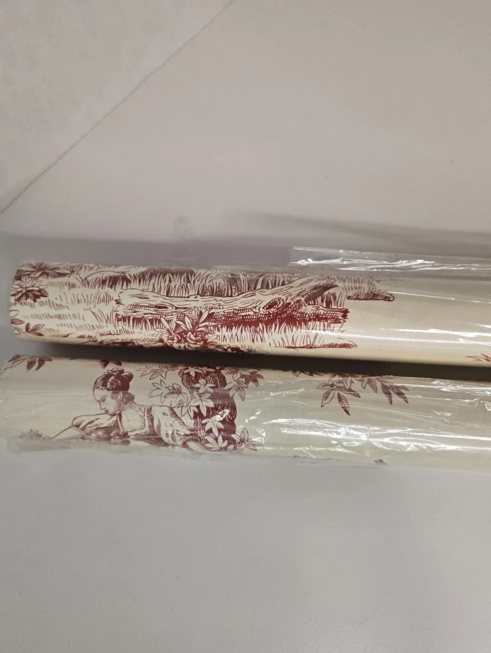Valley Forge Vinyl Coated Wallcovering Red Toile On Cream Set of 2 Double Rolls